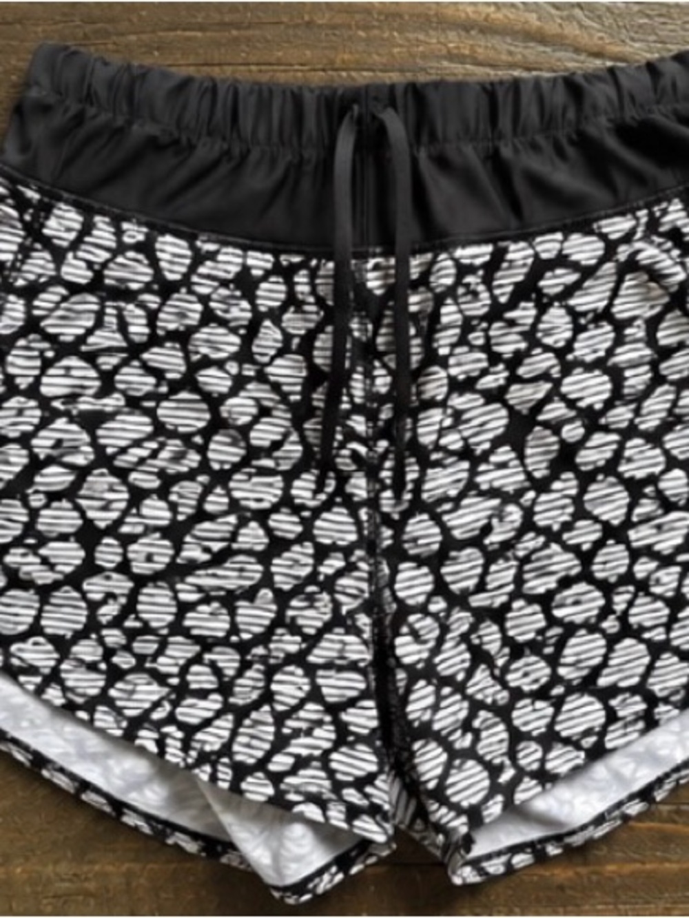 Avia Black and White Printed Athletic Shorts